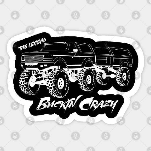 Buckin Crazy Bronco - White Print Sticker by The OBS Apparel